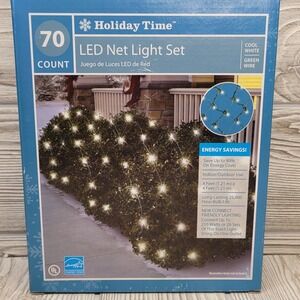 70 Cool White‎ LED Net Lights Holiday Time Green Wire Indoor Outdoor 4x4 Walmart